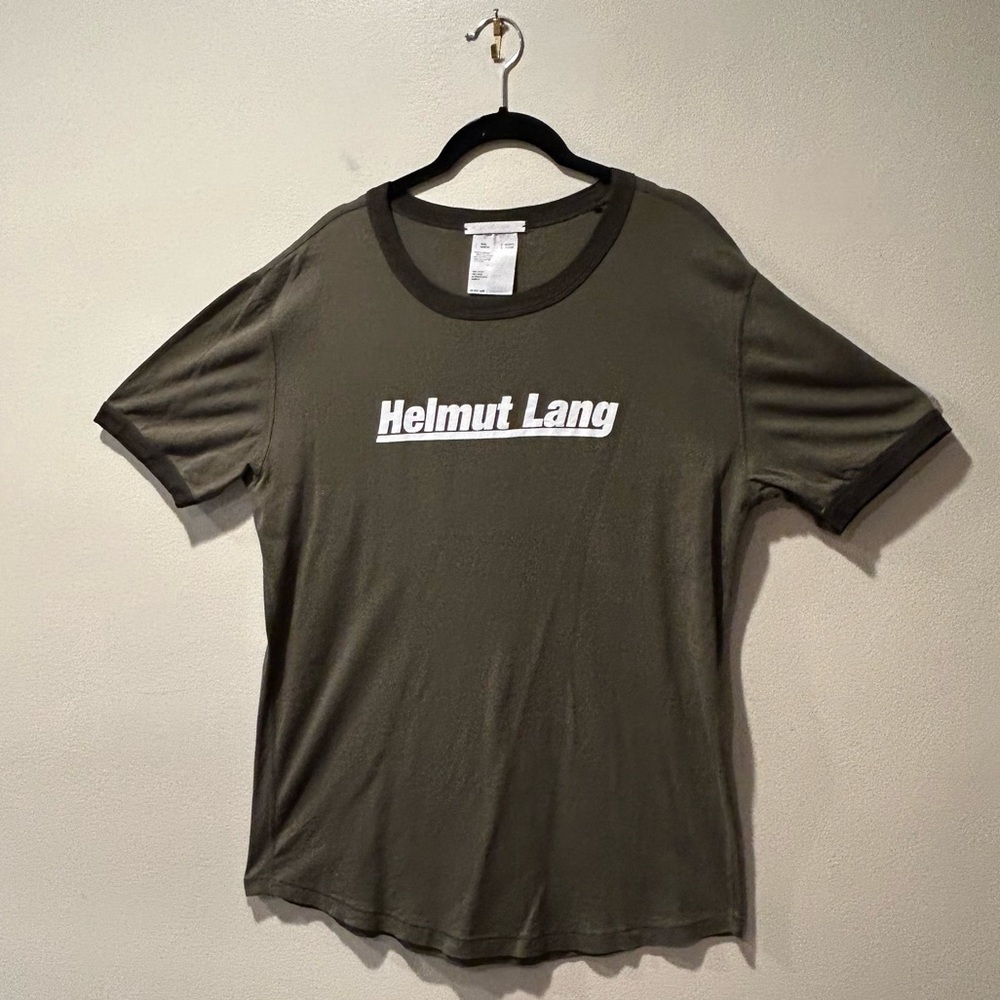 Helmut Lang designer brand branded mens T-shirt logo menswear casual, size large